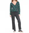 Vilagallo Knitwear Cuello Pico Rayas Top In Green In Multi