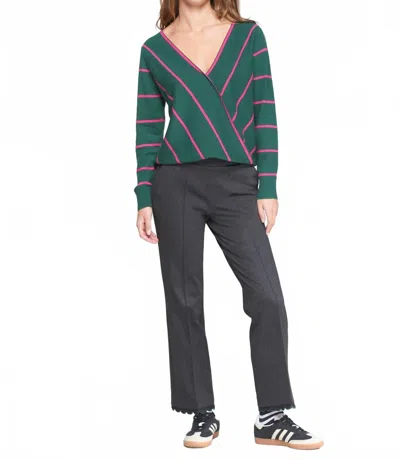 Vilagallo Knitwear Cuello Pico Rayas Top In Green In Multi