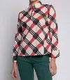 Vilagallo Kora Shirt In Geometric Print Ecru Orange In Multi
