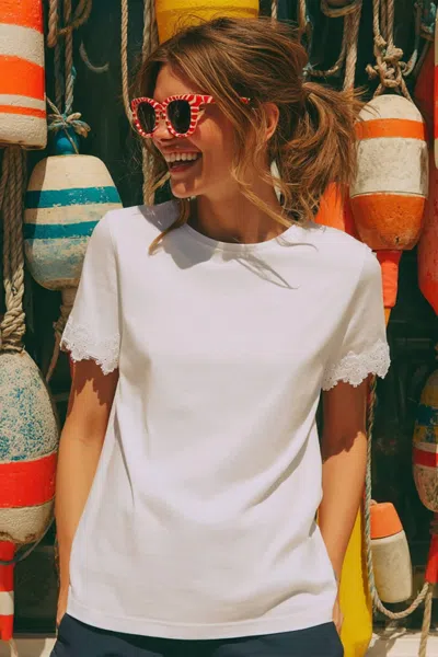 Vilagallo Lace Sleeve T-shirt In White