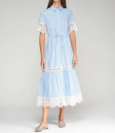 Vilagallo Laura Dress In Azul Rayas In Blue