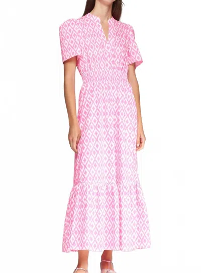 Vilagallo Leila Ikat Dress In Neon Pink In Pattern