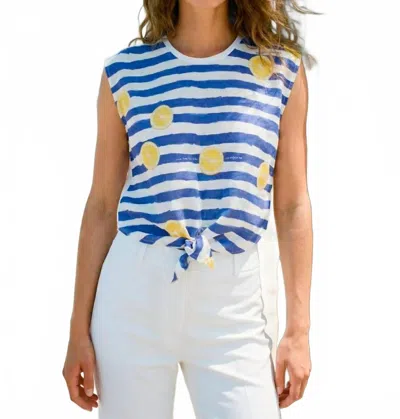 Vilagallo Lemon Sleeveless Tee In Blue/white