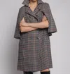 VILAGALLO LEONORE CAPE IN DOGTOOTH WOOL BLEND