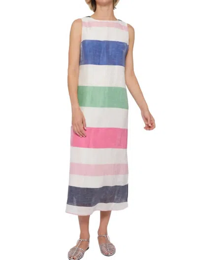 Vilagallo Liana Dress In Multicolor Stripes In Gold