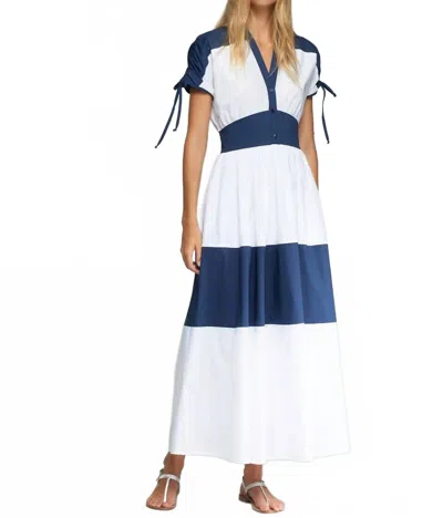 Vilagallo Linda Maxi Dress In Blue/white