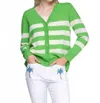 Vilagallo Long Sleeve Striped Cardigan In Green In Green
