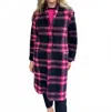 Vilagallo Long Structured Coat In Pink/navy In Multi