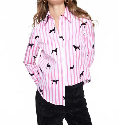 Vilagallo Mafalda Flocado Long Sleeve Shirt In Rosa Rayas In White