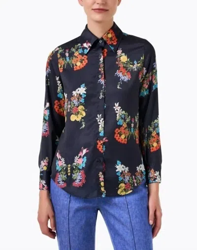 Vilagallo Mafalda Floral Butterfly Shirt In Navy In Multi