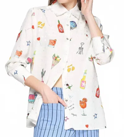 Vilagallo Mariela Blouse In Aperitivo Print In White
