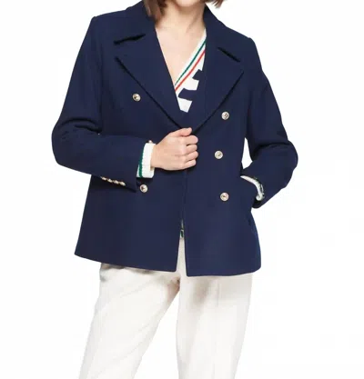 Vilagallo Marinera Embroidered Jacket In Navy In Blue
