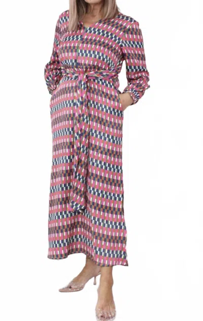 Vilagallo Marino Dress In Geometric Print In Purple