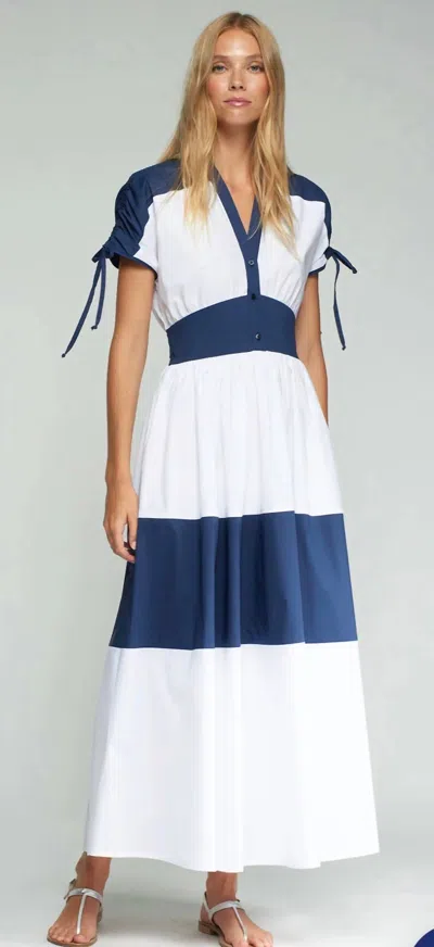 Vilagallo Marino Poplin Dress In Blue And White