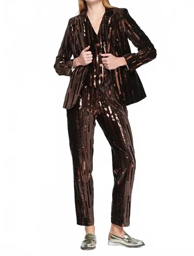 Vilagallo Marron Lentejuelas Tiffany Trousers In Bronze In Brown