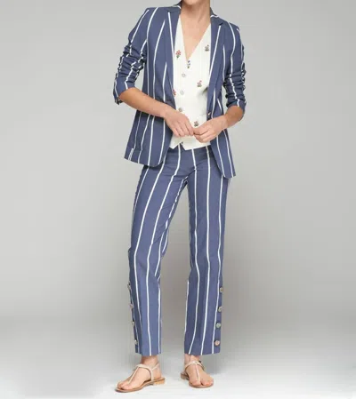 Vilagallo Mikaela Trouser In Marino Raya Blanca In Blue