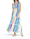 Vilagallo Multi Strip Sleeveless Dress In Rayas Colores In Multi