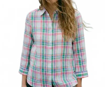 Vilagallo Multicolored Plaid Shirt In Lino Cuadras In Green
