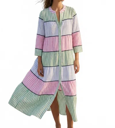 Vilagallo Multicolored Striped Long Dress In Green