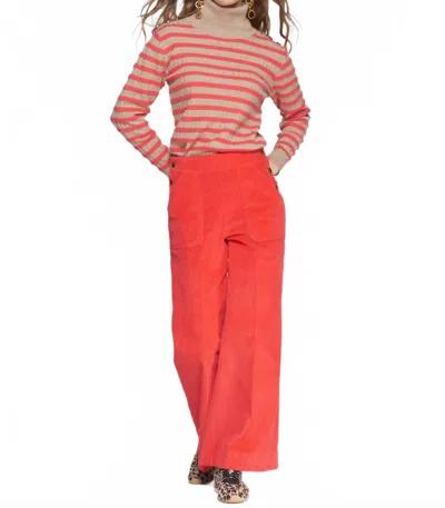 Vilagallo Muniel Cord Straight Leg Pants In Orange