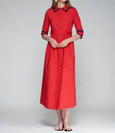 Vilagallo Natalia Rojo Popelin Dress In Red