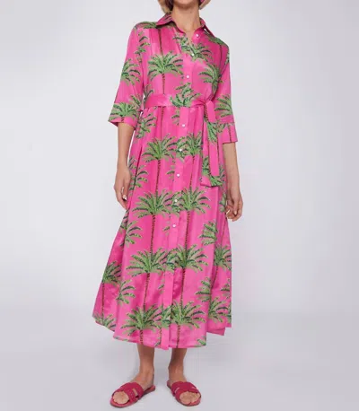 Vilagallo Natalie Dress In Pink Palm Tree In Multi