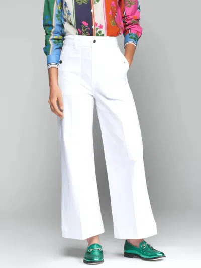 Vilagallo Noa Wide Leg Cropped Trousers In White