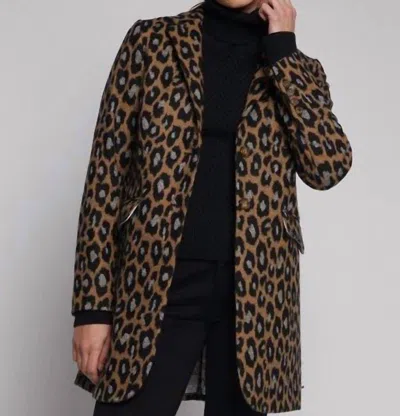 Vilagallo Oxford Coat In Leopard Knit Jacquard In Multi