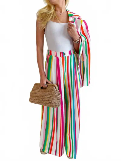 Vilagallo Palazzo Trouser In Rayas Seersucker Multi