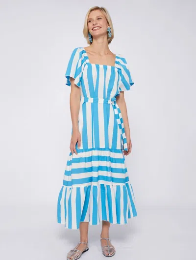 Vilagallo Palmira Dress In Turquoise Stripes In Multi