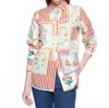 Vilagallo Italian Summer Button Down Top In Red Multicolour In Red