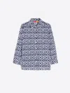 Vilagallo Poline Embroidered Shirt In Ikat Marino In Blue