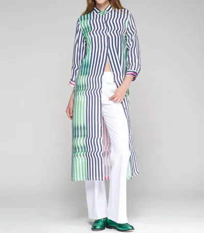 Vilagallo Raya Marino Dress In Verde Rosa In Blue