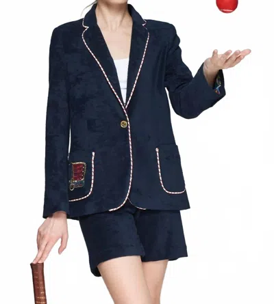 Vilagallo Riva Plush Blazer In Navy In Blue