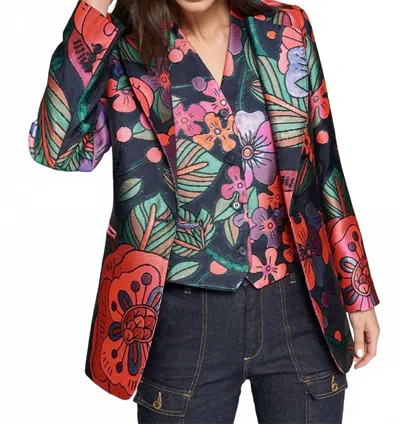 Vilagallo Rock Jacket In Floral Jacquard In Multi