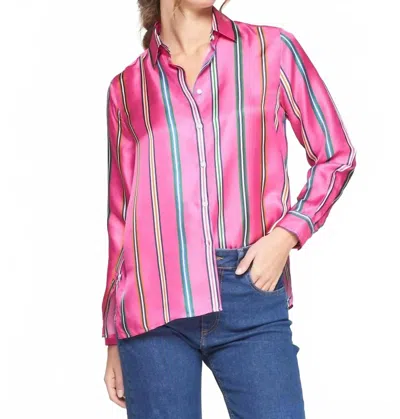 VILAGALLO ROSA SEDA PRINT BLOUSE IN RAYA