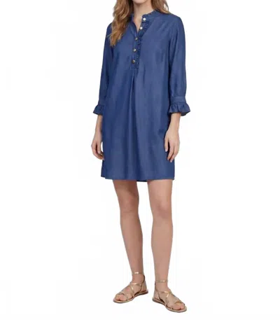 Vilagallo Denim Dress With Ruffles In Blue