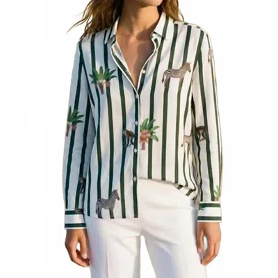 Vilagallo Safari Print Striped Shirt In Rayas Verde In Multi