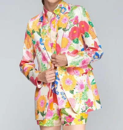 Vilagallo Sequin Floral Blazer In Yellow Multi
