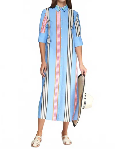Vilagallo Shirt Dress In Blue Stripe In Animal Print