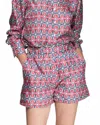 Vilagallo Geometric Print Bermuda Short In Pink And Navy Blue In Pink
