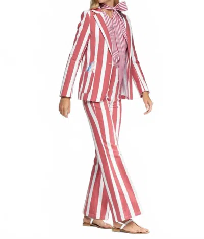 Vilagallo Single Button Blazer Jacket In Red White Stripe In Brown