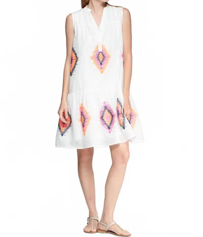 Vilagallo Sleeveless Embroidered Dress In Ecru In Brown