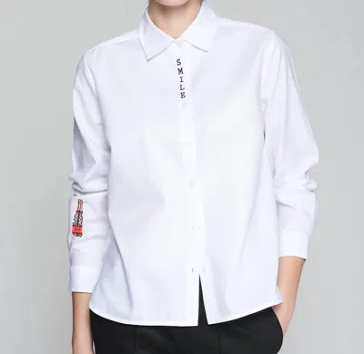 Vilagallo Smile Button Down Shirt In White