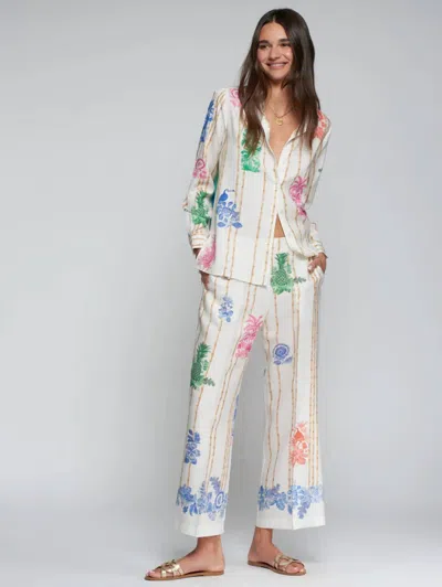 Vilagallo Straight Relaxed Fit Trousers In Bamboo Print In Transparent
