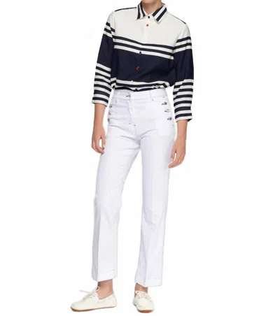 Vilagallo Straight Trousers With Side Buttons In White