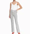 Vilagallo Stripe Flared Knit Pants In Navy & Ecru In White