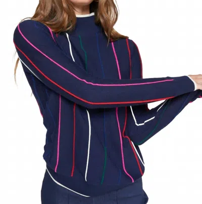 Vilagallo Stripe Long Sleeve Sweater In Navy Multi In Blue
