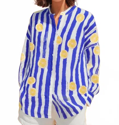 Vilagallo Striped Lemon Shirt In Blue/yellow In Multi