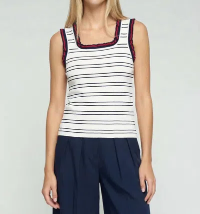 Vilagallo Striped Point Top In Navy/red In Multi
